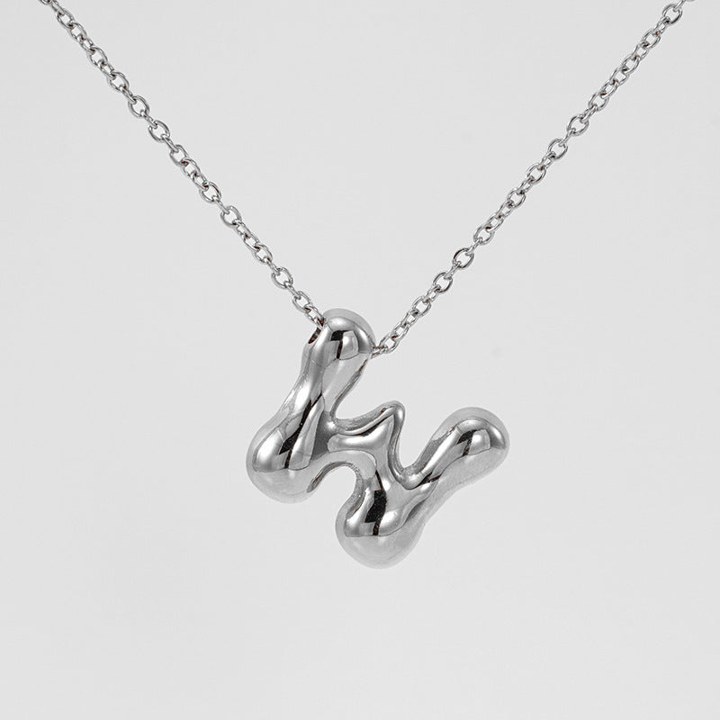 Wholesale Glossy bubble letter necklace for women 26 English letter pendants
